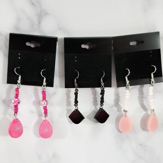 Beaded resin earrings sold separately