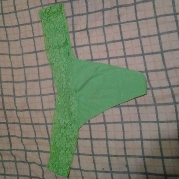 Green thong with lace
