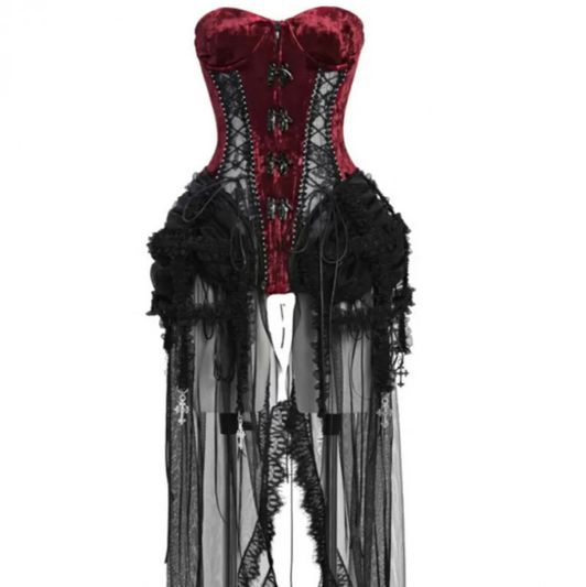 DI Gothic Vampire Black and Wine Red Birdcage Skirt and Bust
