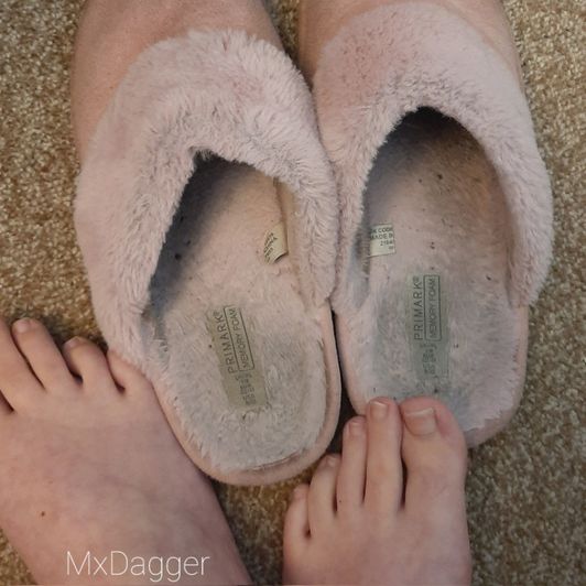 Pink Fluffy Sliders Slippers Worn for 8 MONTHS!!