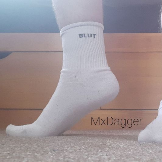 Thick White SLUT Gym Socks