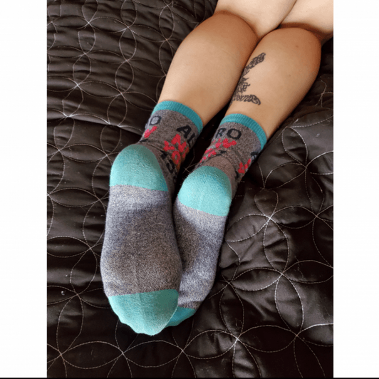Blue and gray socks