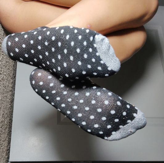 Black and Gray Polka Dot Ankle Socks