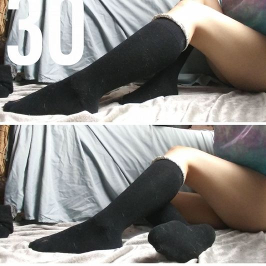 Black knee high socks with ruffles