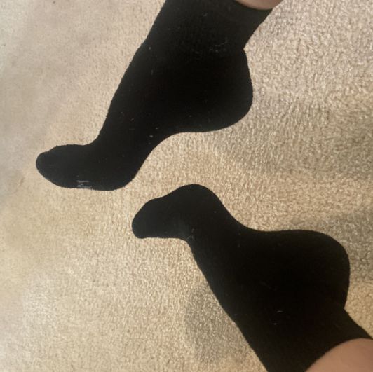 Worn Plain Black Ankle Socks