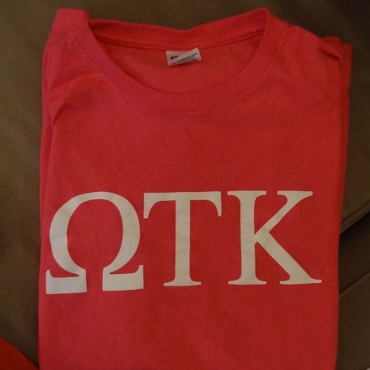 Omega Tau Kappa Shirt in Pink size L