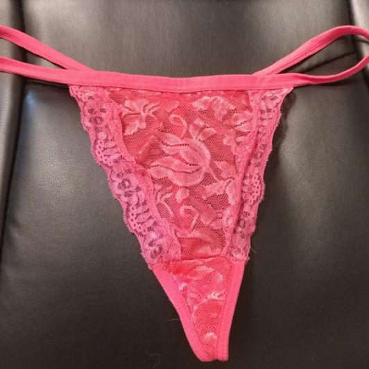 Pink gstring lace panties