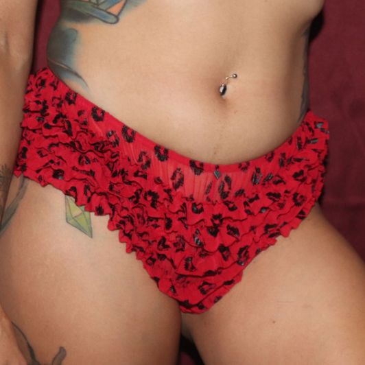 Sexy Goddess Frilly Red Cheetah Panties