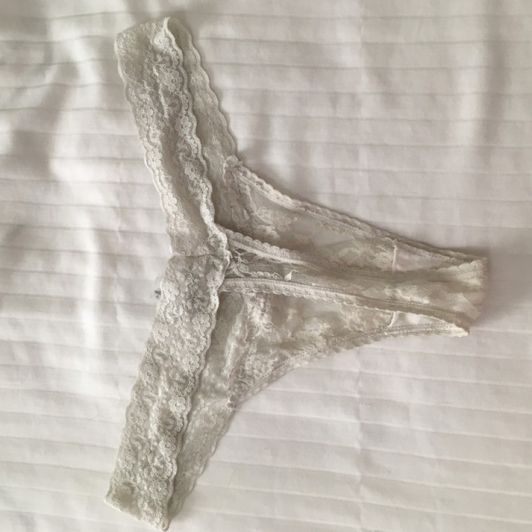 Cum soaked white lacey panties