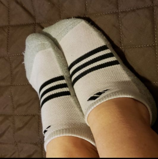 AnkleHigh White Grey Socks with Black Stripes