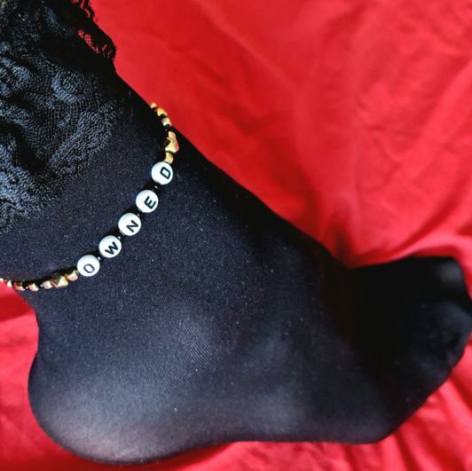OWNED black and gold slave anklet Handmade Stretchable