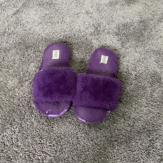 Dirty Purple Furry Slippers