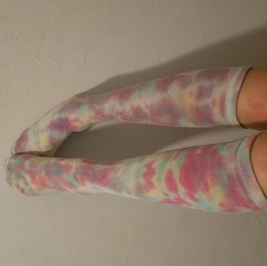 Worn Knee high Tie Dye Socks