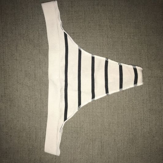 Black and white stripe thong