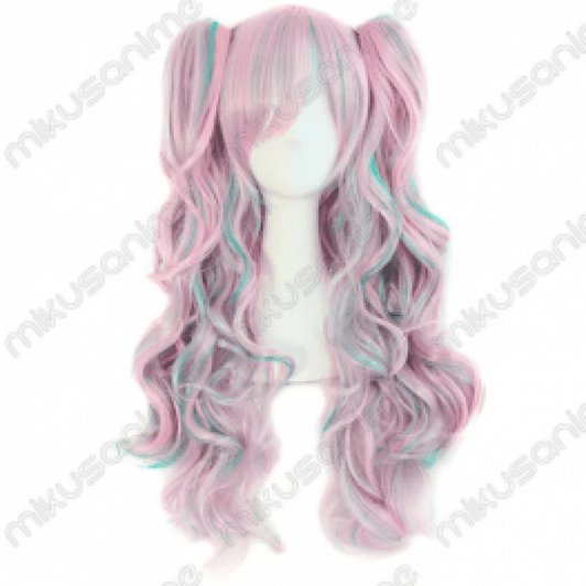 pink and aqua wig