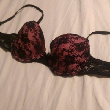 Lacy Pink and Black Bra