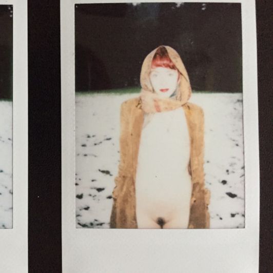 Snowy Naked redhead ghost girl Polaroid