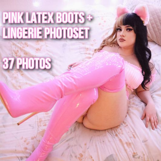 Pink Latex Boots and Lingerie Photoset