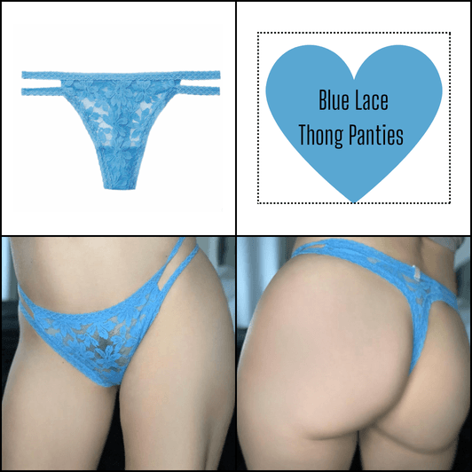 VS Blue Lacey Thongs