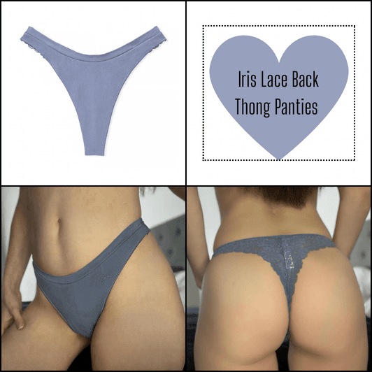 Iris Blue Lace Thong Panties