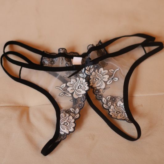 My used open croched lace mikro thong