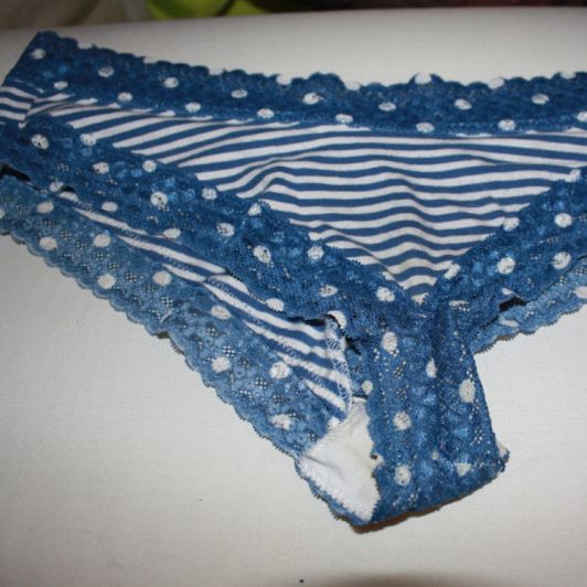 Blue and White PolkaDot Panties n lace