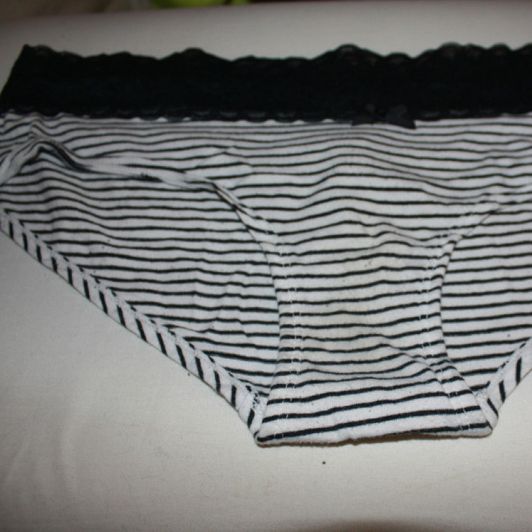 Black Striped Panties with Black Lace