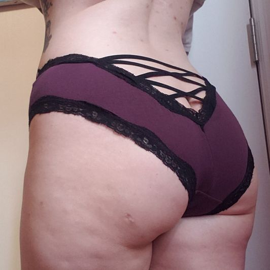 USED Purple and Black Lace Panty