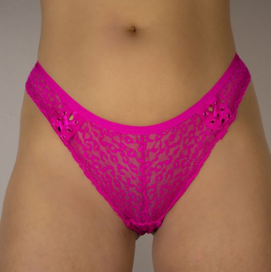 Hot pink lace thong
