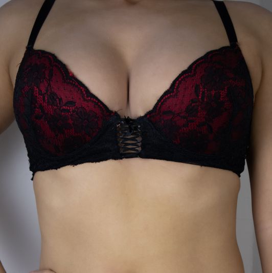 Hot red and black lace lingerie set
