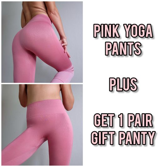 Sweaty Pink Tight Yoga Pants Plus Gift Panty