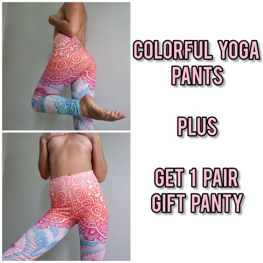 Colorful Sweaty Yoga Pants Plus Gift Panty