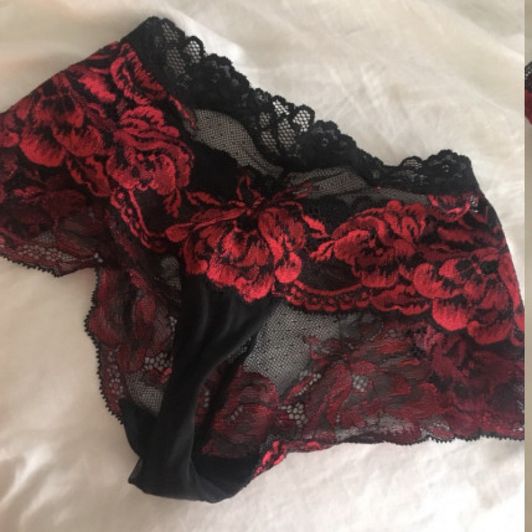 Red and Black Lace Panties