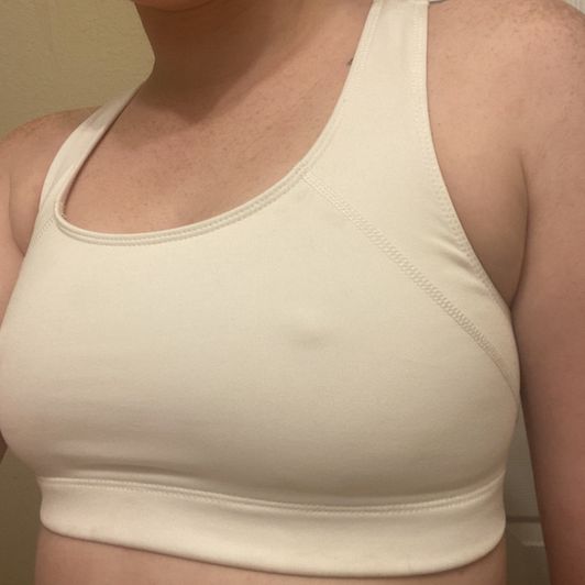 Sweaty white sports bra