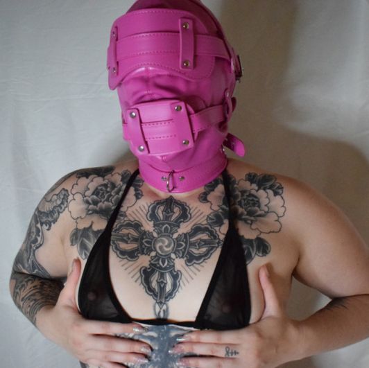 Pink Bondage Hood Photo Set