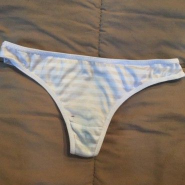 White Stripped Thong