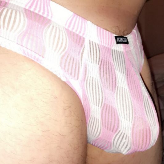 Pink and white striped undies