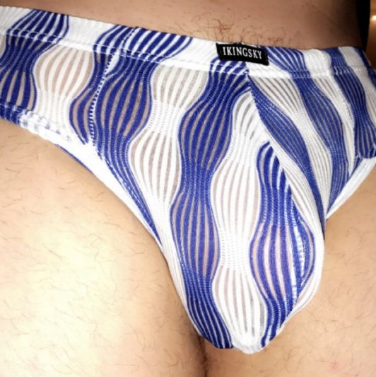 Blue and white striped undies