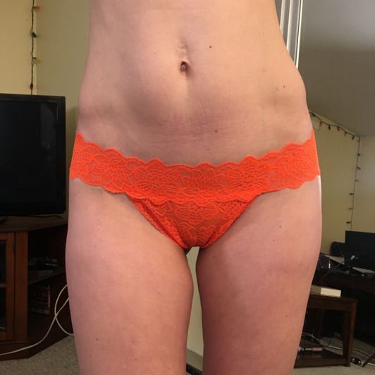 Orange lace thong