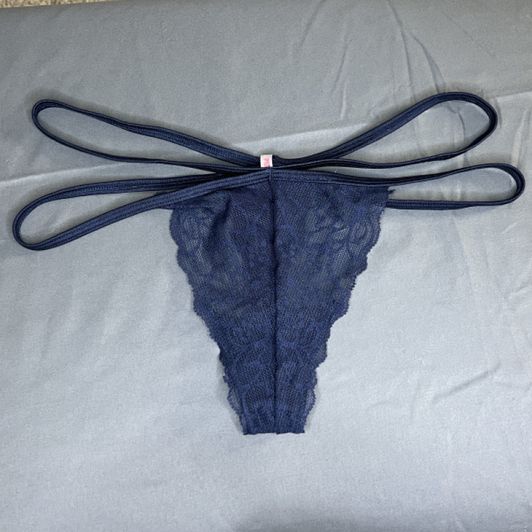 VS PINK Navy Blue strappy thongs
