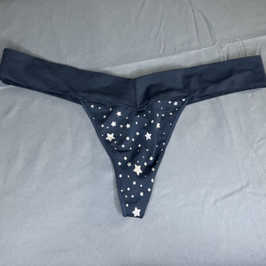 Navy blue with silver stars thongs
