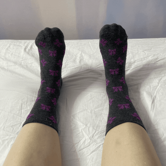 Pink Bows Grey Socks