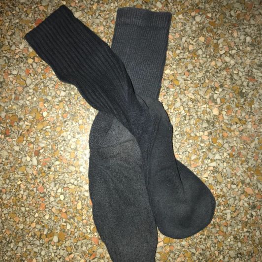 Worn out black socks