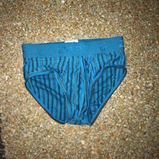 Worn out blue brief underwear
