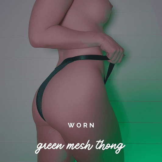 Worn green mesh thong