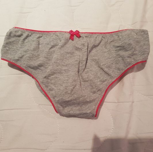 Grey panties with a pink trim