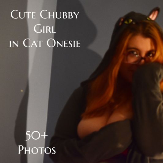 Chubby Cute Girl in Cat Onesie Photoset