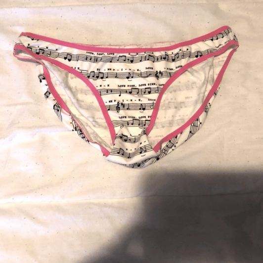Musical Notes White n Pink USED Panties