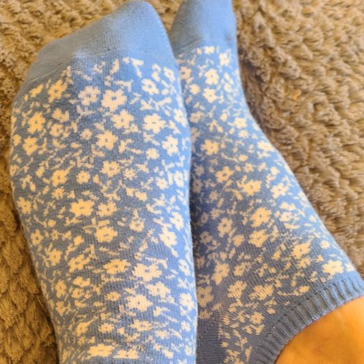 Cute blue socks with flowers