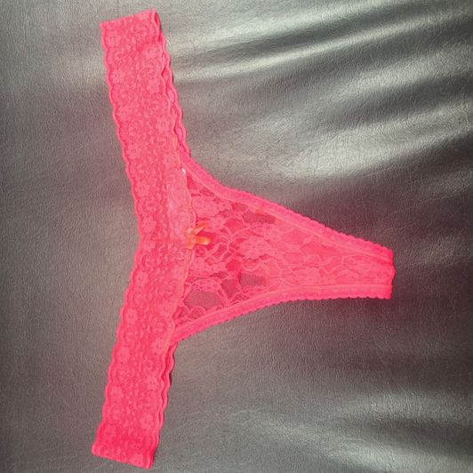 Pink Lace Thong Panties